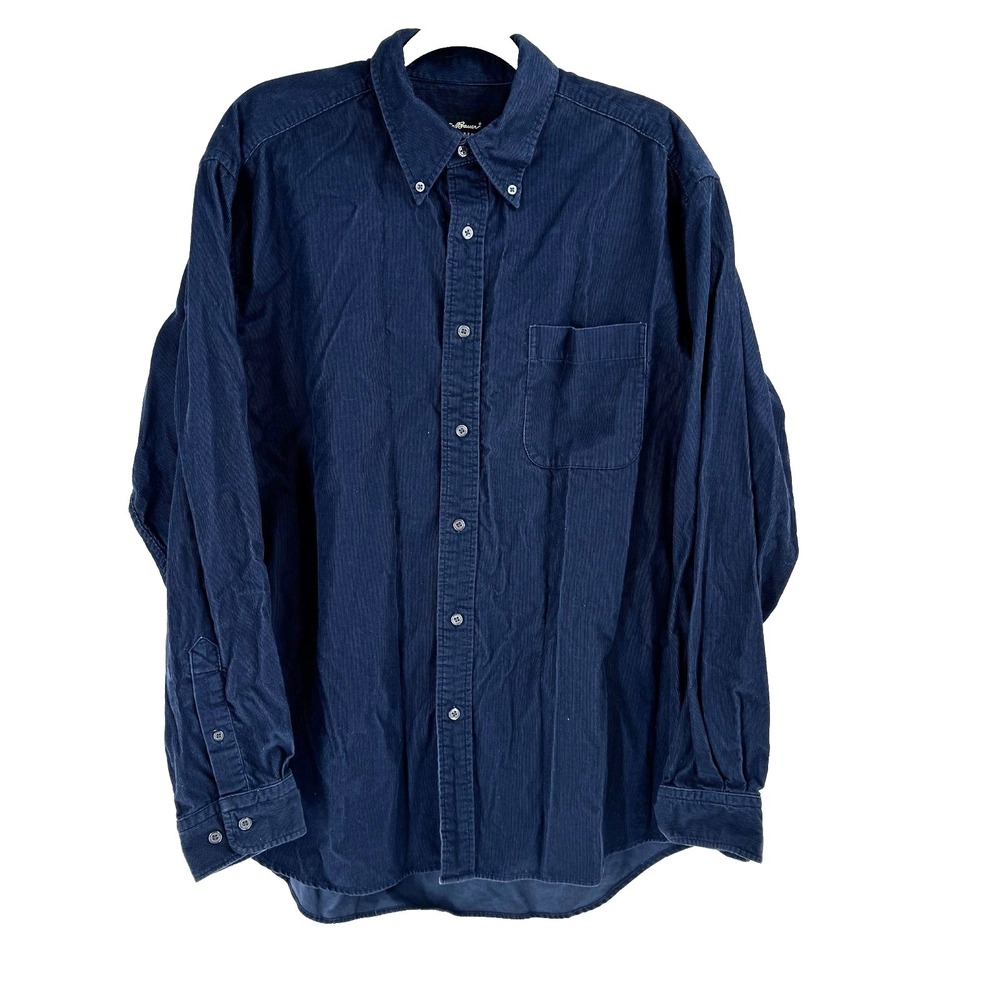 Y2K Eddie Bauer Corduroy Shirt Men's Large Navy Blue Sportsman Preppy Outdoors